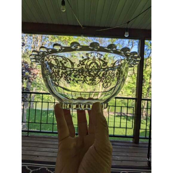 Heisey Lariat SilverOverlay “The Classic Butterfly” Vtg Glass Mayonnaise 7" Bowl - Picture 2 of 15
